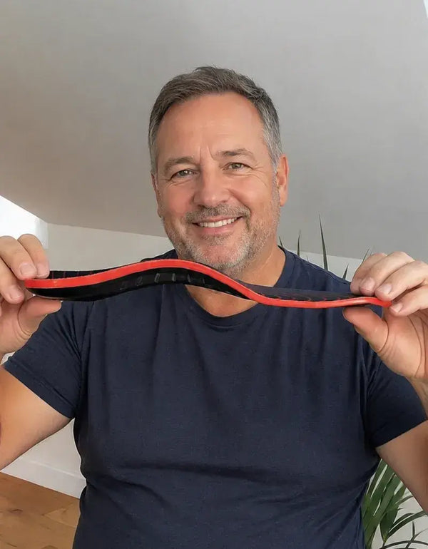 Man holding RestoFlex arch-support insoles